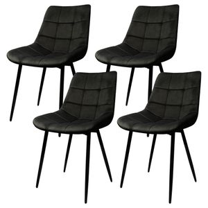 4er Set Esszimmerstühle Polsterstuhl mit Rückenlehne, bis 120 kg belastbar,Metallbeine,Schwarz