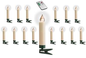 F-H-S 35659 LED Kerzen Weihnachtsbaum kabellos 15 Stück creme Fernbedienung Timer Dimmer