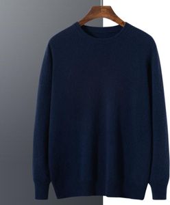 Herrenpullover aus 100 % Kaschmir mit Rundhalsausschnitt, L, Catalina-Blau