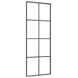 vidaXL Schiebetür Schwarz 76x205 cm ESG Glas und Aluminium