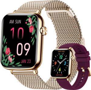 Smartwatch Damen Herren, Smartwatch mit Telefonfunktion, 1.81" HD Fitness Tracker Uhr, IP67 Wasserdicht Pulsmesser Schrittzähler Aktivitätstracker