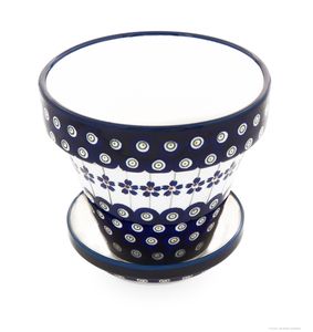 Original Bunzlauer Keramik Blumentopf mit Unterchale H=11,8/2,8cm D=14/11,8cm Design 166a