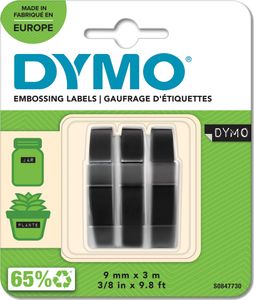 Taśma do wytłaczania DYMO 3-pak 9mmx3.0m czarny błyszczący blister
