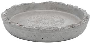Vogeltränke aus Zement in grau mit Blumenmotiv in der Mitte, D 35 cm - Handarbeit - Vogelbad, Vogeltränke, Outdoor, Futterstation, Tränke