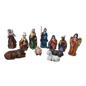 Krippenfiguren 11-teiliges Set Krippe Figren bis 10cm groß Bunt Weihnachten