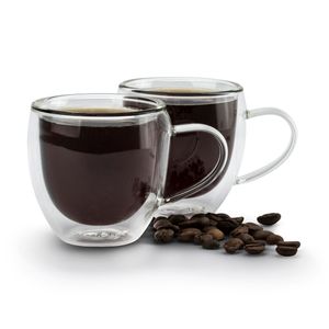 Glas TASSEN 2er SET Kaffeetassen Espressotassen Doppelwandig 100 ml AMBITION
