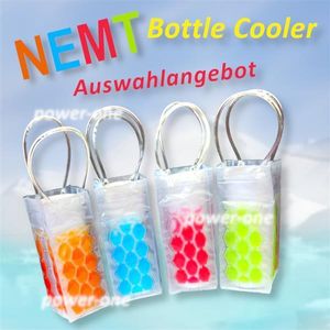 NEMT 4x Flaschen-Kühltasche, Flaschenkühler in blau, rot, lila und grün