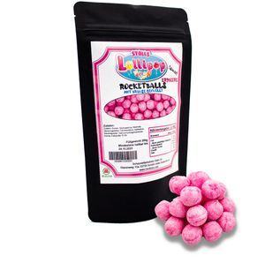 Rocket Balls Erdbeere - 200g Gefüllte Brausekugeln - Süßigkeiten von Stalls Lollipop