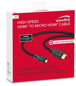 SPEEDLINK SL-170002-BK, 1,8 m, HDMI Typ A (Standard), HDMI Typ D (Mikrofon), Schwarz