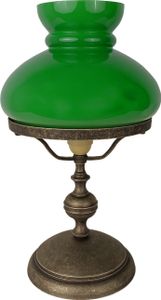 Tischlampe Echt-Messing Glas E27 rund Ø 22,5 cm 39 cm in Bronze Antik matt Grün Jugendstil