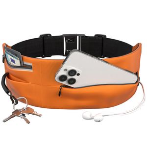 EAZY CASE großer Laufgürtel Hüfttasche passend für alle Smartphones als Jogging Tasche, Sportgürtel mit Reißverschluss, elastischer Gürtel für Fitness, Spazieren und Reisen, Orange