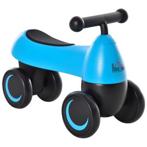 HOMCOM Kinder Laufrad 4 Räder Baby Rutschrad für Kinder von 18 bis 36 Monaten Jungen Mädchen Blau 54 x 26 x 38 cm