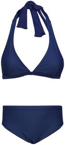 Aquarti Mädchen Bikini Set Bustier Bikinislip Zweiteiliger Badeanzug, Farbe: Zum Binden - Dunkelblau, Größe: 158