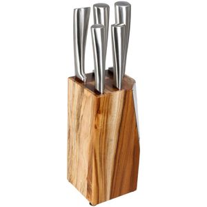 Secret de Gourmet Messerständer aus Holz, kompaktes Set mit 5 Edelstahlmessern