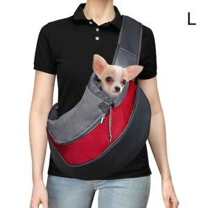 Tragetuch Klein Hund Tragetasche mit Vestellbarer Schultergurt Hundetragebeutel Mesh Hundetrage Outdoor  Reise (Rot)L