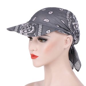 Kreative Mode Bedruckte Damen Sommer Sonnenkappe Tuch Kopftuch Kopftuch Hut-Grau