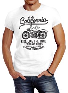 Herren T-Shirt California Motorbike Slim Fit Neverless® weiß 4XL