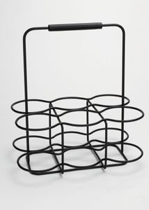 Flaschenträger - Schwarz matt - Edelstahl - 30 x 21 cm - für 6 Flaschen