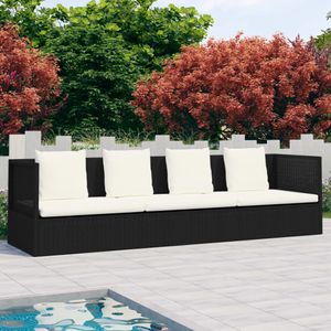 Duolm Outdoor-Lounge-Bett mit Polster & Kissen Poly Rattan Schwarz