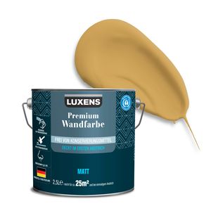 LUXENS - Premium Wandfarbe 2,5 l - Senfgelb - Matt - Wände, Decken & Täfelungen - Anti-Allergen - Ohne endokrine Disruptoren - 25m²