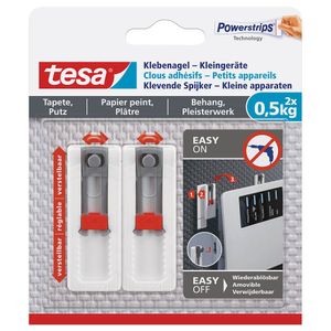 tesa Powerstrips Klebenagel für Tapete & Putz 0,5 kg 2 Nägel + 3 Strips