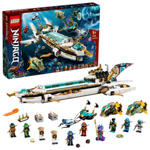 LEGO 71756 NINJAGO Wassersegler, U-Boot-Spielzeug mit 10 Ninja-Minifiguren inkl. Kai & Nya-Figuren, Geschenke für Kinder, Jungen und Mädchen ab 9 Jahre
