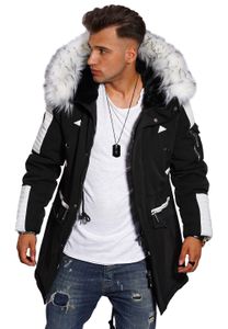 Style-Division Herren Winterjacke S2HOLMSBU Parka Lang Puffer Jacke mit Kapuze & Kunstfell