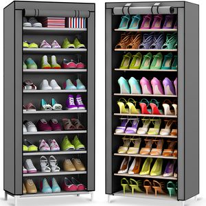 Schuhschrank mit Abdeckung 158x60x30cm Faltschrank Stoffgarderobe Textile für Schuhe Stoffschrank Kleiderschrank Schuhregal 9 Ablagefächern Retoo