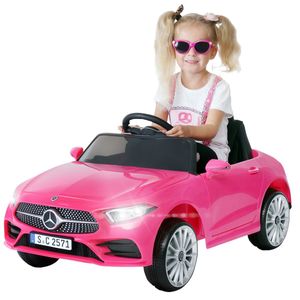 Actionbikes Motors Mercedes Benz CLS 350 Pink -  Kinderauto Elektro mit Fernbedienung - Radio - AUX - Ledersitz - 2 x 12 V Motoren - 3 Punkt Sicherheitsgurt - Kinder Mercedes Coupé - Ab 3 Jahre