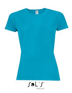 Damen Raglan Sport T-Shirt + Längerer Rücken - Farbe: Aqua - Größe: XL