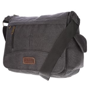 Christian Wippermann große XL Herren Damen Tasche Umhängetasche Canvas Messenger Bag Schultertasche Schwarz
