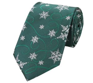 Schlips Krawatte Krawatten Binder 8cm Winter Schneeflocke grün grau Fabio Farini