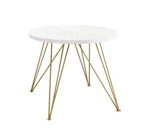 Runder Tisch wohnzimmer ausziehbar 100(180) bianco marmor/gold Tiago