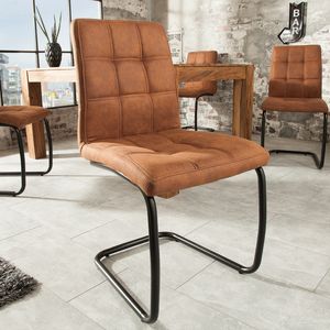 Moderner Freischwinger Stuhl MODENA hellbraun Design Steppung Esszimmerstuhl Stuhl