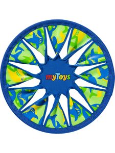 myToys ORIGINALS Neopren Wurfscheibe Hai, blau, Outdoor Action, mit wiederverwendbarem Beutel, Durchmesser ca. 25cm, Neopresn Frisbee