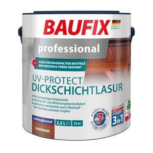 BAUFIX professional UV-Protect Dickschichtlasur nussbaum seidenmatt, 2.5 Liter, Holzlasur