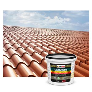 Isolbau Dachfarbe Ziegelrot 7 kg Sockelfarbe Fassadenfarbe Dachbeschichtung RAL Farbe