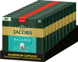 Jacobs Kaffeekapseln Balance, 200 Nespresso®* kompatible Kapseln