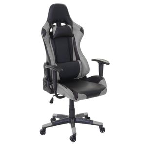 Kancelárska stolička HWC-D25, kancelárska stolička herné kreslo manažérske kreslo kancelárske kreslo, 150 kg nosnosť Imitácia kože ~ čierna/sivá