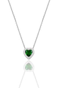 MNZ-Silber Rhodium Wurzel Smaragd Stein Diamant Modell Herz Halskette SGTL11806