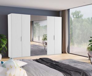 Nolte Presto-E Kleiderschrank mit Spiegel 6-tüig 300 cm Polarweiß, Inneneinteilung:Basic