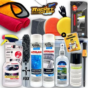Autopflege Set: Rocket Performance Box 17-teilig Auto Reinigungsset für innen & außen inkl. Anleitung und Autoduft ideal als Geschenkset
