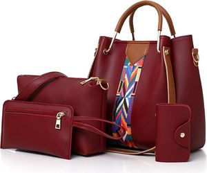 Frauen-Handtaschen-Set 4 in 1 Soft-Kunstleder Top Griff Tasche, Tragetasche, Schultertasche Crossbody Beutel-Geldbeutel-Set