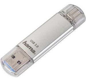 Hama C-Laeta, 32 GB, USB Type-A / USB Type-C, 3.2 Gen 1 (3.1 Gen 1), 40 MB/s, Kappe, Silber