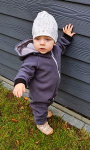 Fleece warmer Overall Baby Kinder Einteiler mit Reißverschluss 68/74 Graphit