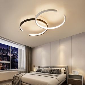 LED Deckenleuchte Deckenlampe SX8718WB  mit Fernbedienung Lichtfarbe/Helligkeit einstellbar dimmbar weiß und schwarz lackierte Metallrahmen LED Schlafzimmerleuchte ceiling light