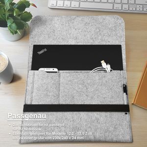ROYALZ Filz Tasche für GOODTEL Netbook 14 Laptop Schutzhülle 14 Zoll Sleeve Design Cover Hülle Case, Farbe:Grau