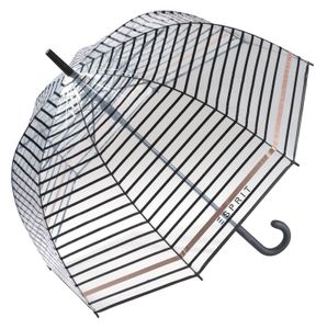 Esprit Damenregenschirm Kuppel Glockenschirm Transparent Durchsichtig Automatik Streifen