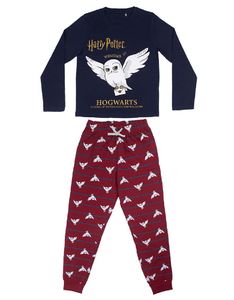 Harry Potter Hedwig Mädchen Schlafanzug Pyjama-Set blau/rot Gr. 140 (10 Jahre)