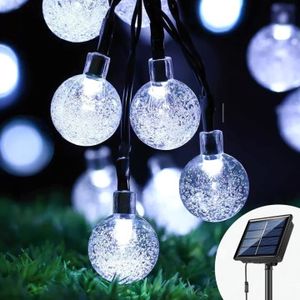 Kaltes Weiß Solar Lichterkette Außen 11M  Kristallkugeln LED Lichterkette Weihnachten für Bäume, Terrasse, Weihnachten, Hochzeiten, Schlafzimmer